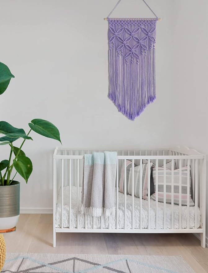 Handmade Cotton Home Decor Macrame Wall Hanging Purple