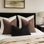 ZWJD Decorative Linen Throw Pillow Covers 26x26 Set of 2 Solid Handcrafted Striped Cushion Covers for Bed Soft Modern Farmhouse Neutral Pillowcase for Couch Bedroom Living Room Home Decor(Brown)