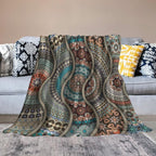 Colorful Bohemian Throw Blanket Vintage Floral Mandala Flower Aztec Boho Blanket for Sofa Bed Couch Chair Or Dorm 30"x40"