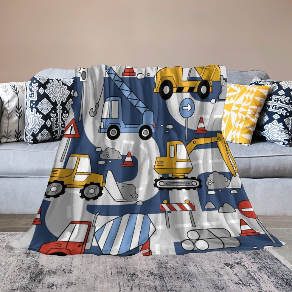 Construction Truck Car Blanket,Children's Cartoon City Building Construction Vehicle Print Blanket for Couch Sofa Bed Decorative Gifts 30x40 - color: Blanket-14, size: 30"x40"