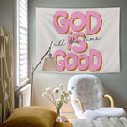 AQYIP God Is Good All the Time Christian Tapestry, Bible Verse Tapestry Decorative, Religious Scripture Wall Tapestries Blanket Decor for Home Office Church Prayer Room, 50x60 Inch