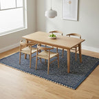 Navy 5X7 Jute Rug Braided Construction - Farmhouse Woven Carpet - Nautical Floor Covering for Bedroom Living Room, 5' x 7'