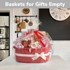 CHICVITA Small Storage Basket for Gifts, Gift Baskets Empty, Baby Basket for Toys, Towels, Decorative Woven Rope Baskets for Living Room, Red, 13"x 10"x 5"