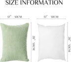 Softalker Throw Pillow Covers 12x20 Inch, Set of 2, Soft Corduroy Boho Stripe Decorative Pillow Cover, Couch Fluffy Pillow Cover for Farmhouse Home Decor Bed Living Room, Sage Green