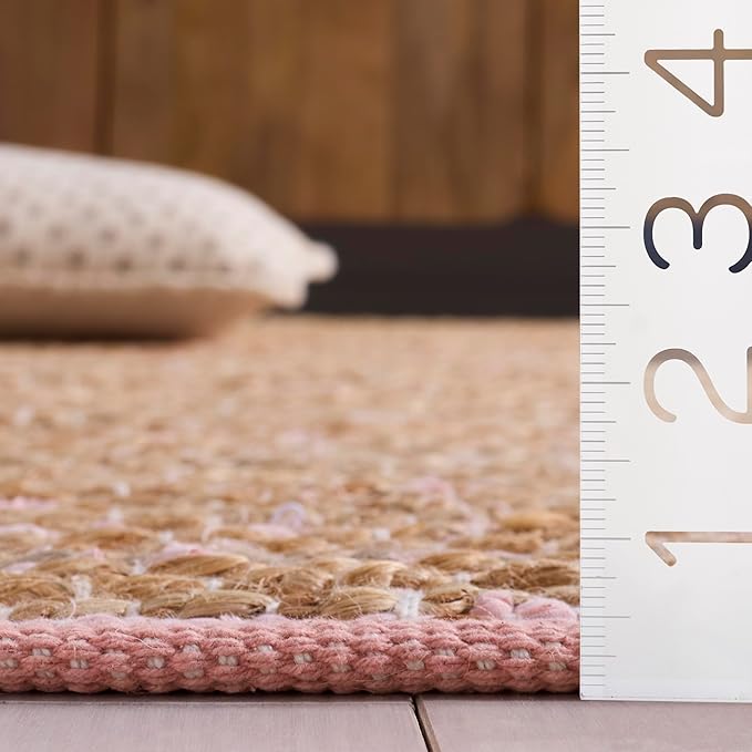 SAFAVIEH Area Rug 8x10 - Cape Cod Collection - Large - Pink & Natural, Handmade Jute & Cotton, Ideal for Living Room, Bedroom, Dining Space (CAP236U)