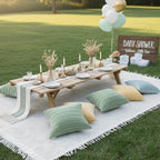 Extra Large Outdoor Boho Picnic Blanket 91'' x 71'' Green Table Runner 6 Throw Pillow Cover Woven Cotton Yarn Oversize Beach Blanket Washable for Picnic Camp Wedding