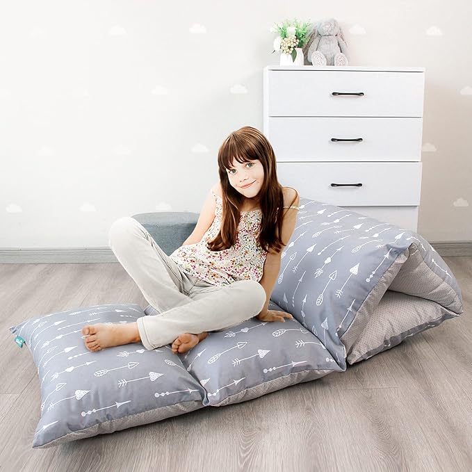 Biloban Floor Lounger Cover Non-Slip & Super Soft Floor Sofa Pillow Case, Great Choice for Kids or Adults Perfect for Slumber Party, Arrow Queen (Pillow Not Included)