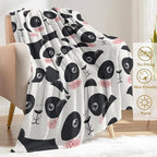 Cute Panda Face Fleece Blanket - Lightweight Soft Cozy Gifts Throw for Animal Lovers,Kids,Women,Girls,Sweet Pandas White Blankets,Home Room Modern Art Decor 40x50in