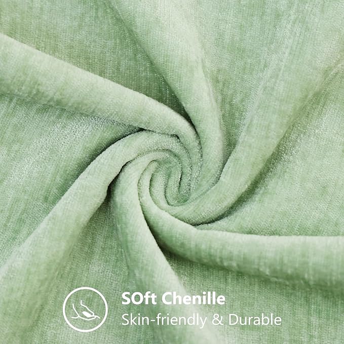 decorUhome Chenille Sage Green Spring Throw Pillow Covers 18x18 Inch Set of 2, Decorative Soft Couch Pillow Covers Solid Dyed Accent Farmhouse Neutral Square Pillow Cases for Sofa