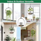 Hanging Planter for Indoor Plants,Plant Hanger with Sturdy Wood Base & Pot, Modern Boho Macrame Plant Hanger,Wall Ceiling Window Stands(2 Pack+Pots)