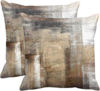 Britimes Throw Pillow Covers Modern Home Art Decor, 16 x 16 Inches Set of 2 Pillow Cases Decorative, Abstract Oil Painting Pillowcases for Bedroom, Living Room, Taupe Tan Grey Brown Beige