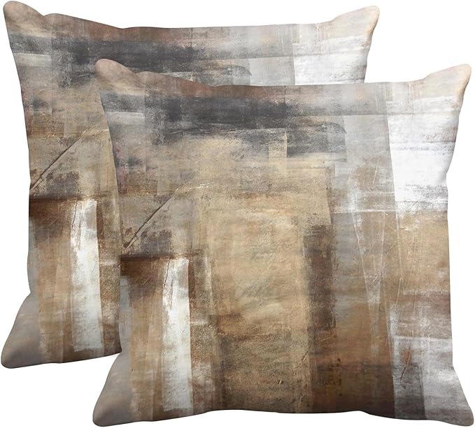 Britimes Throw Pillow Covers Home Decor Set of 2 Pillow Cases Decorative 20 x 20 Inches Cushion Couch Sofa Pillowcases Taupe Tan Grey Brown Beige