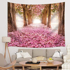 JAWO Pink Sakura Flower Tapestry Wall Hanging, Floral Cherry Blossom Tree in Spring Tapestries for Dorm Living Room Bedroom, Wall Blanket Beach Towels Home Decor 80X60 Inches