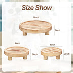 3 Pcs Wood Plant Stand Indoor Outdoor, Wooden Stool Display Stand 5/6/8" Round Riser Flower Pot Holder with Raised Edge Small Planter Tray Modern Potter Decorative for Garden Desktop Home Table Counter Room (Natural)