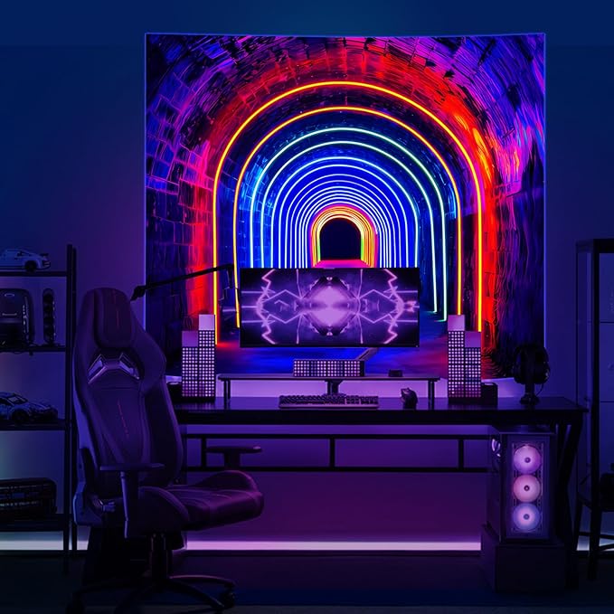 Avinyl Blacklight 3D Wall Tapestry for Bedroom, Glow in the Dark Funny Posters Tapestries for Gamer Teens, UV Reactive Cool Backdrop for Living Gaming Room Dorm Festival Decor 51in X 60in
