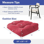 Outdoor Chair Cushions Set of 2, Patio Chair Cushions with Ties, 19x19+5” Tufted Outdoor Seat Cushions, Waterproof Patio Furniture Cushions, Outdoor Dining Chair Pads, Burgundy