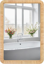 FUIN 24"x36" Rattan Wall Mirror, Natural Wicker Rectangle Bathroom Vanity Mirror, Hanging Boho Decorative Mirror for Farmhouse, Entryway, Bedroom, Living Room, Horizontal Vertical Mount