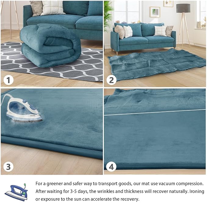 Baby Play Mat 1.2" Thick Memory Foam Nursery Rug Area Rug Playmat Crawling for Baby,Toddlers, Infants, Kids,Floor Tatami Mat for Living Room with Non-Slip(Green)
