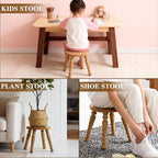 100% Solid Wooden Step Stool, Solid Wooden Stool for Adults, Small Wood Plant Stools, Short Stool for Bathroom, Kitchen, Bedroom, Plant Stand