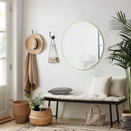 WallBeyond 28 inch Round Mirror Gold Large Circle Wall Mirror for Bathroom with Metal Framed, Round Wall Mirror for Wall Decor, Vanity, Entryway Living Room