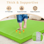 Waterproof Baby Play Mat for Floor Memory Foam 50 * 50 Cushion Playpen Playmat Tummy Time Crawling Mat Nursery Rug Thick Pad Create Soft & Safe Area for Infants,Toddler,Kids,Green