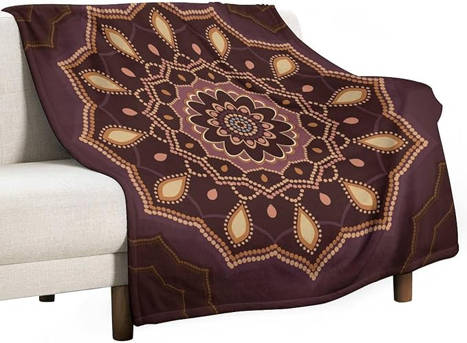 Mandala Throw Blanket Indian Hippie Bohemian Art Floral Texture Ornamental Pattern Blanket for Sofa Bed Couch Chair Or Dorm 70"x80"