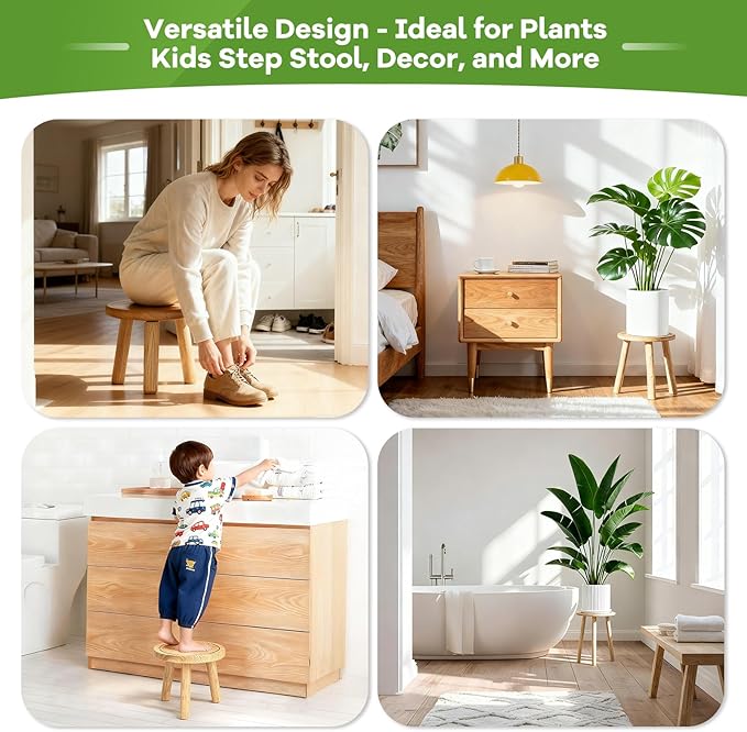 5-Pack Wood Plant Stands Indoor, Single Plant Stand for 6-22 Inch Pots, Mid-Century Modern Plant Stool, Tall Plant Stand for Large Plants Perfect Fit for Living Room, Balcony, Office (Light Brown)