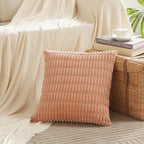 Fancy Homi 4 Packs Peach Decorative Throw Pillow Covers 26x26 Inch for Living Room Couch Bed, Rustic Modern Farmhouse Boho Home Decor, Soft Plush Corduroy Cute Square Accent Cushion Case 66x66 cm