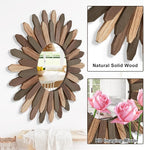 Emfogo Wall Mirror 21 inch Large Rustic Wood Boho Mirror Wall Decor Boho Room Decor Home Decor Aesthetic Farmhouse Decor for Bedroom Living Room Entryway(Tri-Color)