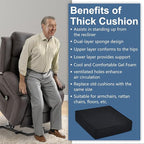 Shinnwa Gel Memory Foam Recliner Cushion for Elderly, Dual-Layer Foam Chair Pad, Extra Large Seat Cushion for Couch, Armchair, Wicker Chairs, Floor, 20 × 20 × 5in, Black