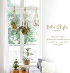 Mkono Macrame Plant Hangers Indoor Jute Hanging Planter Basket and Ceiling Hooks, Wood Beads Decorative Flower Pot Holder for Indoor Outdoor Boho Home Decor,Brown
