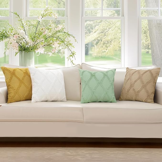 decorUhome Spring Euro Sham Throw Pillow Covers 26x26 Inch Set of 2, Soft Plush Faux Fur Wool Grass Green Accent Couch Pillow Covers for Modern Farmhouse Bed Sofa Living Room
