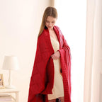 CozeCube Check Knit Throw Blanket, Christmas Red Checkered Bedroom Blanket for Couch, Soft Cozy Warm Knitted Blanket for Bed Sofa Living Room, Decorative Spring Fall Throw Blanket, 50"X60"