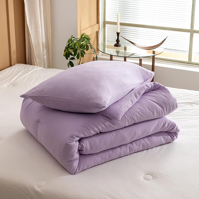 ROSGONIA Full Size Comforter Sets for Girls Boys Teens Lavender, 3pcs (1 Boho Comforter & 2 Pillowcases) Lightweight Kids Comforter Sets Blanket