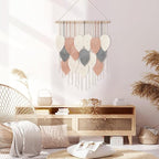 Alynsehom Macrame Wall Hanging, Boho Woven Tapestry, Chic Modern Bohemian Handmade Leaf Feather Wall Art Home Decor for Apartment Dorm Living Room Bedroom Nursery Backdrop(23.6" W X 29.5" L)