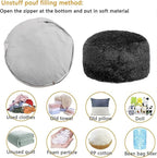 Asuprui Pouf Ottoman Floor Pouf Cover Ottoman Foot Rest NO Filler 20x20x12 Inches Round Poof Seat Floor Bean Bag Chair Foldable Floor Chair Storage for Living Room Bedroom Cover ONLY Black