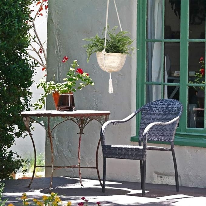 Natural Hanging Seagrass Plant Baskets, Macrame Plant Hangers, Indoor Boho Plant Hanger, for Indoor Outdoor Home Decorations Fence Planters Plant Flower Pots