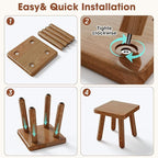 9 Inch Small Wooden Step Stool, multi-functional footstool, shoe changing stool, indoor plant stand, portable and sturdy, suitable for living room, kitchen, bedroom, bathroom (Walnut wood color)