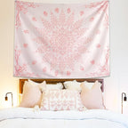 KJHL Floral Bohemian Tapestry Black and White Flower Aesthetic Tapestry Mandala Room Decor Wall Hanging Boho Tapestries for Bedroom Dorm(Pink, 59" x 79")