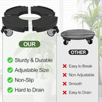 Plant Caddy Stand with 360° Wheels Adjustable 15-22 Inch Rolling Plant Stand Heavy Duty Large Plant Cart Dolly with Casters 440lbs Capacity for Large Planter, Garden Pot, Flower Pot, Black, 1 Pack