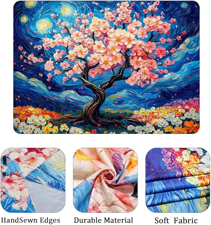 Amhokhui Starry Sky Tapestry Cherry Blossom Tree Tapestry Japanese Anime Tapestries Colorful Floral Flower Tapestries Aesthetic Art Fantasy Landscape Wall Hanging Decor for Home