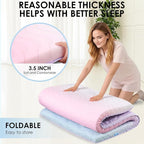Japanese Floor Futon Mattress, 3.5" Thicken Colorful Rainbow Portable Floor Mattress, High-Density Foam Tatami Mat Sleeping Pad for Camping Guest Room Dormitory RV, Queen