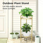 H HOMEXIN Plant Stand Indoor ,2 Tier Metal Plant Stand 23.5'' Tall Heavy Duty Sturdy Plant Shelf Holder,Rustproof Decorative Plant Stands Outdoor for Corner Garden Patio Livingroom Balcony