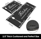 Arttown Black Anti-Fatigue Kitchen Rug Set of 2 Farmhouse Rustic Cushioned Floor Standing Mat Waterproof Non-Slip Mat and PVC Ergonomic Comfort Foam Rug