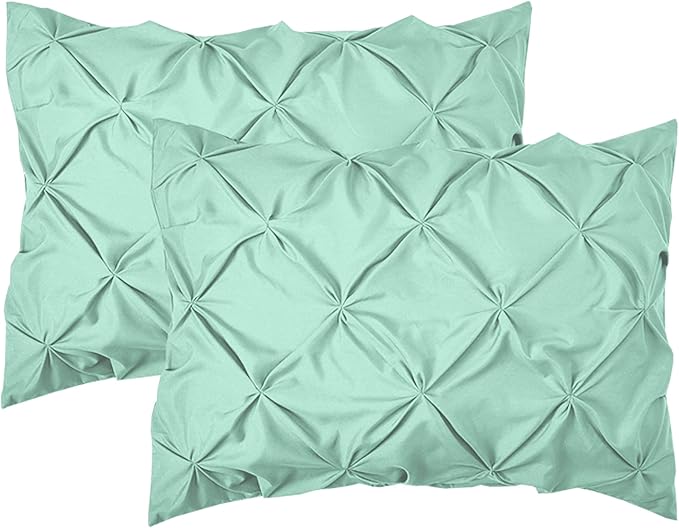 Elegant Comfort 2-Pack Sham Set Pinch Pleat Design, 1500 Premium Hotel Quality Microfiber, Stylish Design-Easy Care, Wrinkle and Stain Resistant, 2-Piece Sham Set, Pleated King, Mint Green