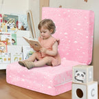 MeMoreCool Foldable Floor Mattress for Kids, Glow Unicorn Trifold Mat, Kids Folding Mattress Portable Futon, 57x22 Inch Pink