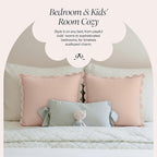BEBE BASK Scalloped Pillow Cover - Set of 2-18 x 18 Inch - Scallop Pillow Covers – Peach Pink Scalloped Pillows - Scallop Pillows - 100% Cotton - Grandmillennial Style (Peach Pink/White)