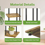 iDavosic.ly 4 Tier Plant Stand Indoor, Tiered Corner Metal Wood Multiple Flower Holder Shelf, 34 Inch Tall Orchid Display Rack for Patio Porch Living Room Balcony Outdoor, Modern Black & Rustic Brown