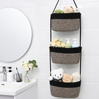 Hanging Basket, 3-Tier Wall Baskets, Over the Door Organizer with 4 Hooks, Hanging Baskets for Organizing, Woven Storage Basket Behind the Door for Nursery, Bedroom, Living Room, Kitchen