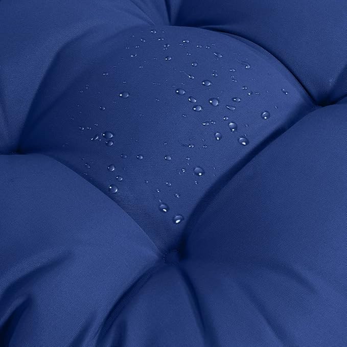 QILLOWAY Outdoor Seat/Back Chair Cushion Tufted Pillow, Spring/Summer Seasonal Replacement Cushions - Set of 2 (Navy)